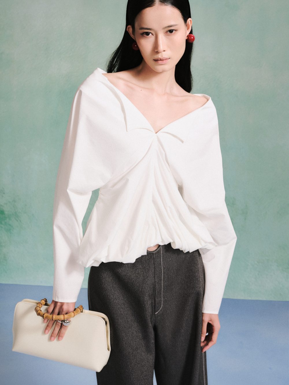 Draped Balloon Blouse