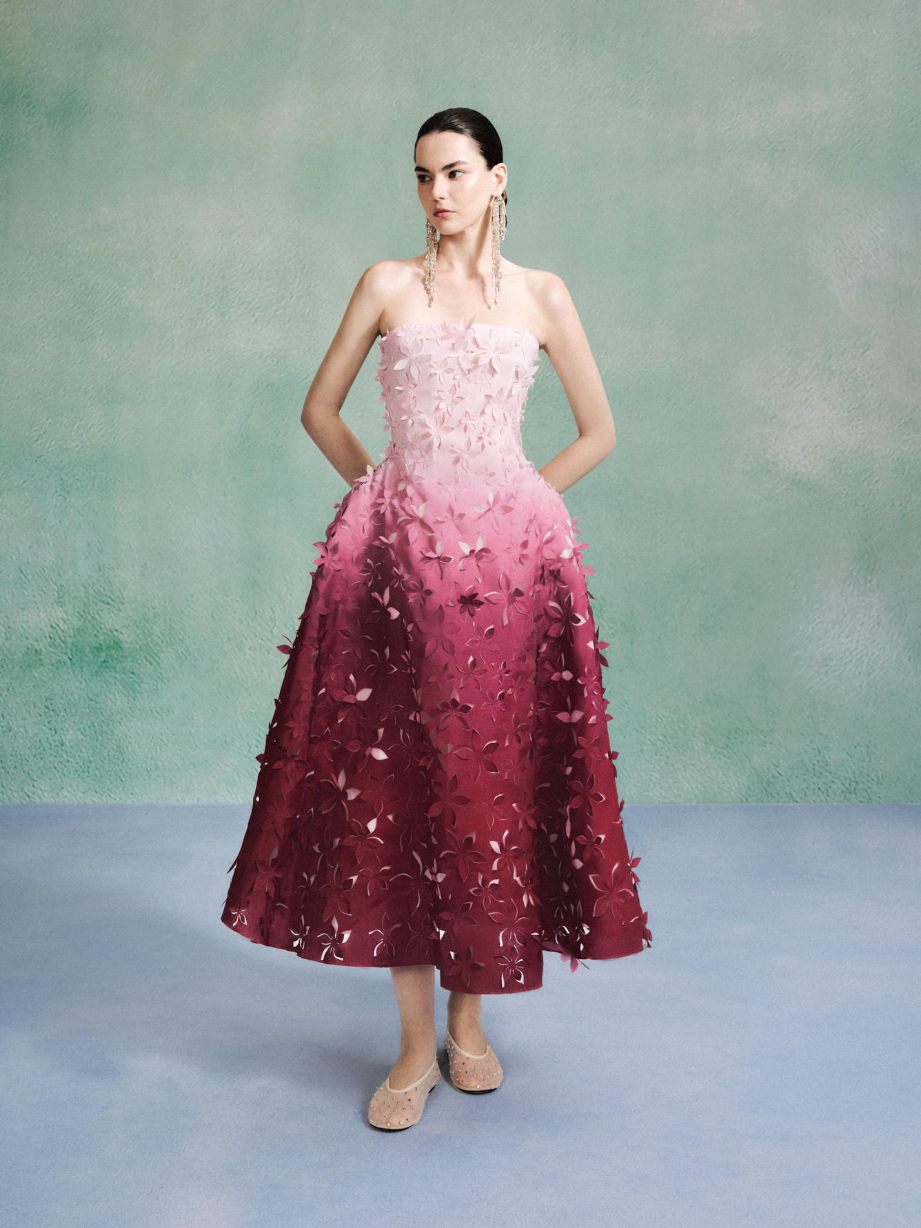 Laser Cut Ombre Gown